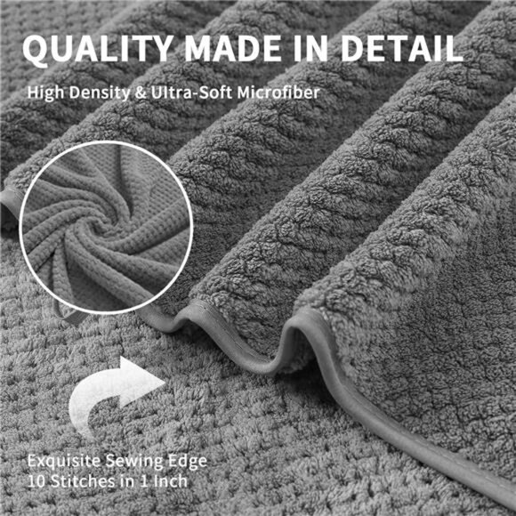 2 Pack-16"x31" Dark Gray Hand Towels Set Ultra Soft Cozy Towels 600 - Picture 7 of 7